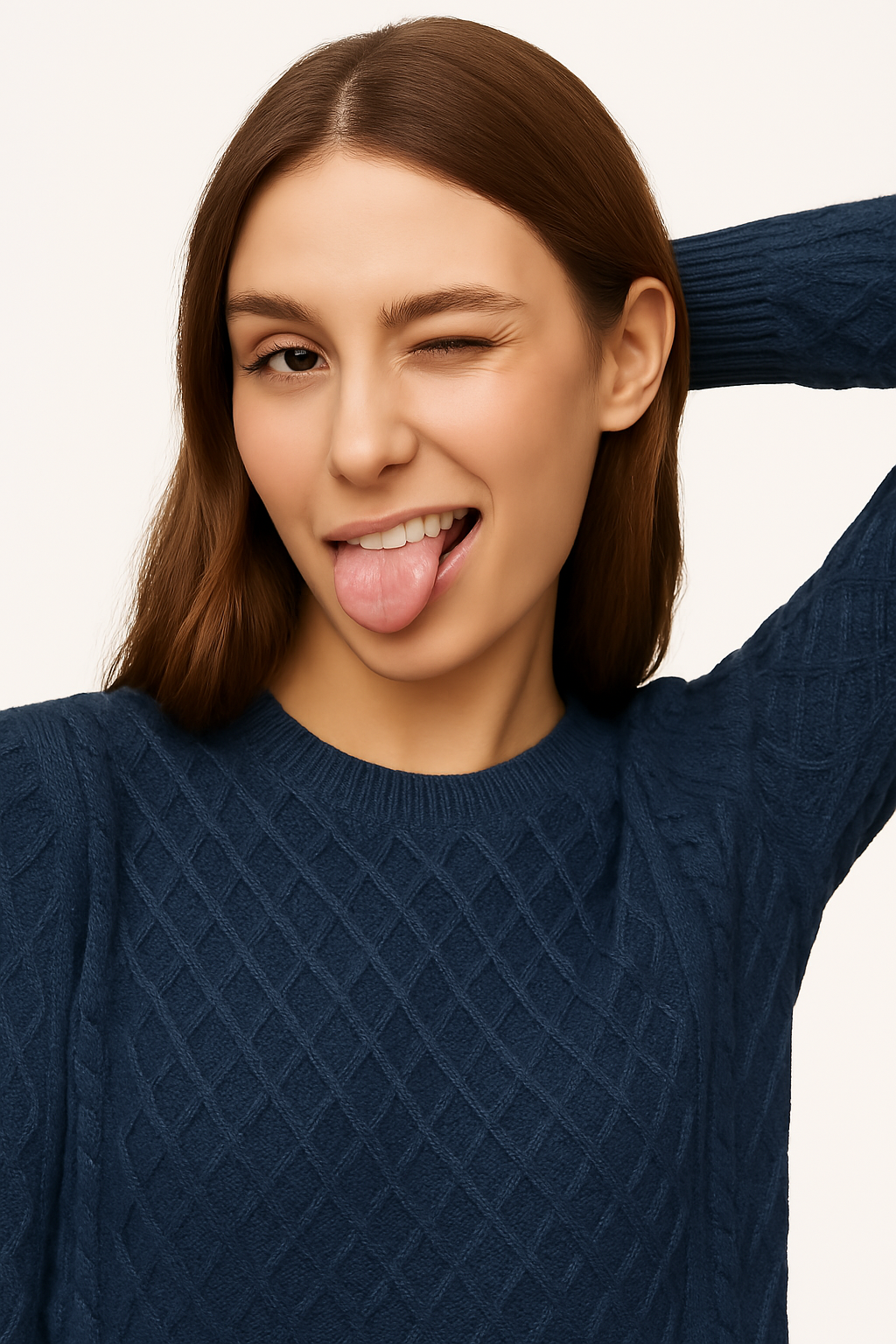 Women's Blue Aran Sweater