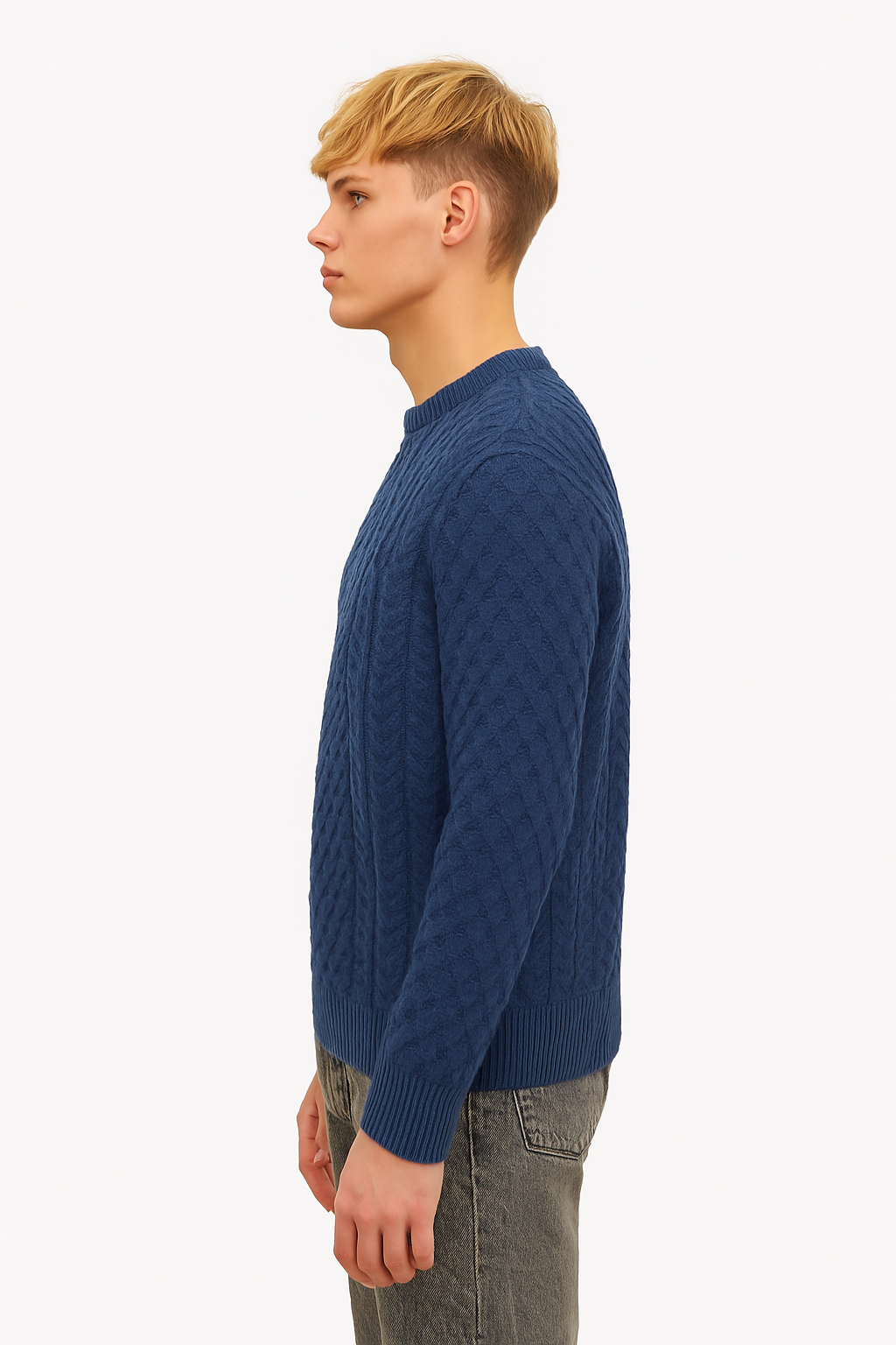Men's Blue Aran Sweater