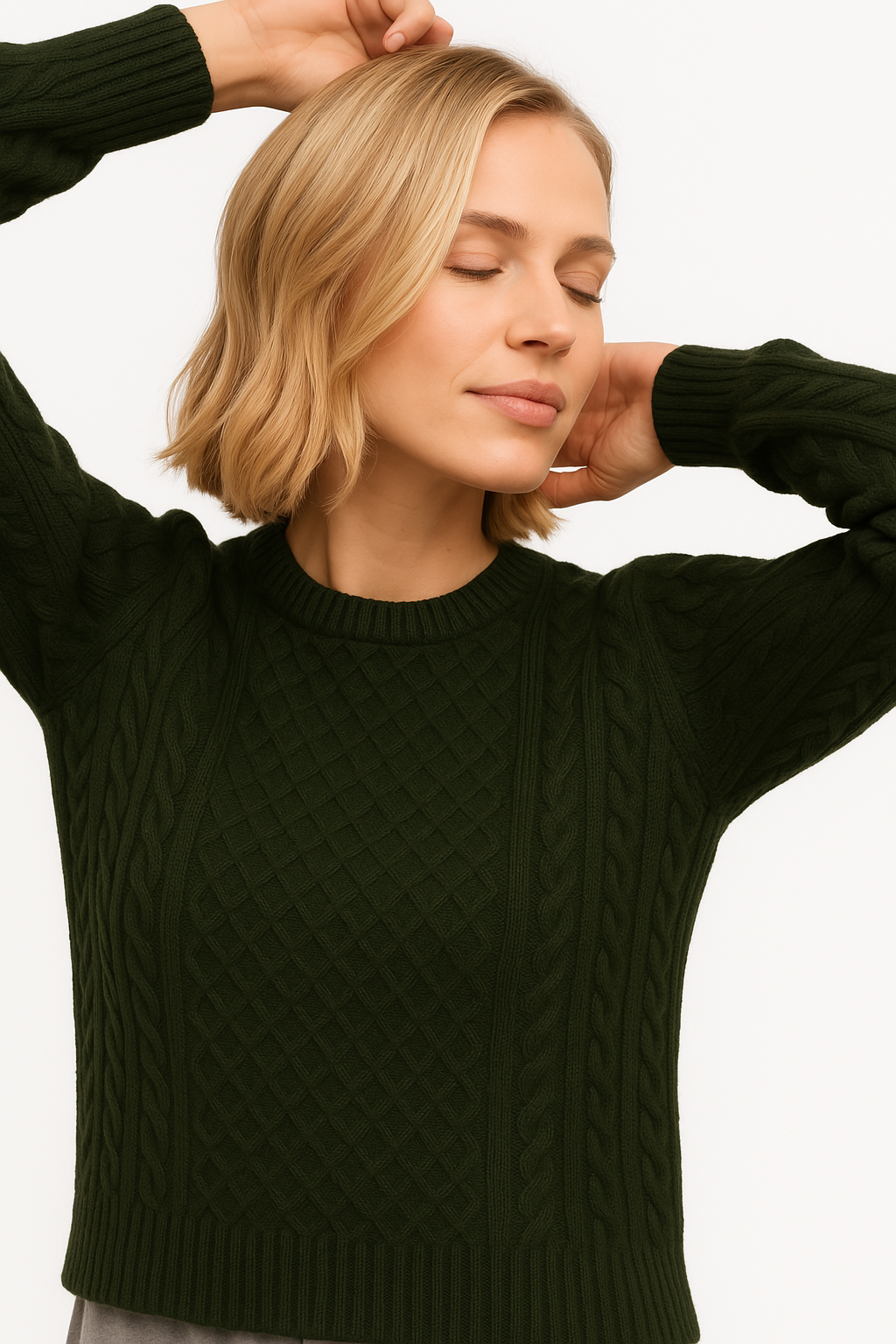 Women's Green Aran Sweater