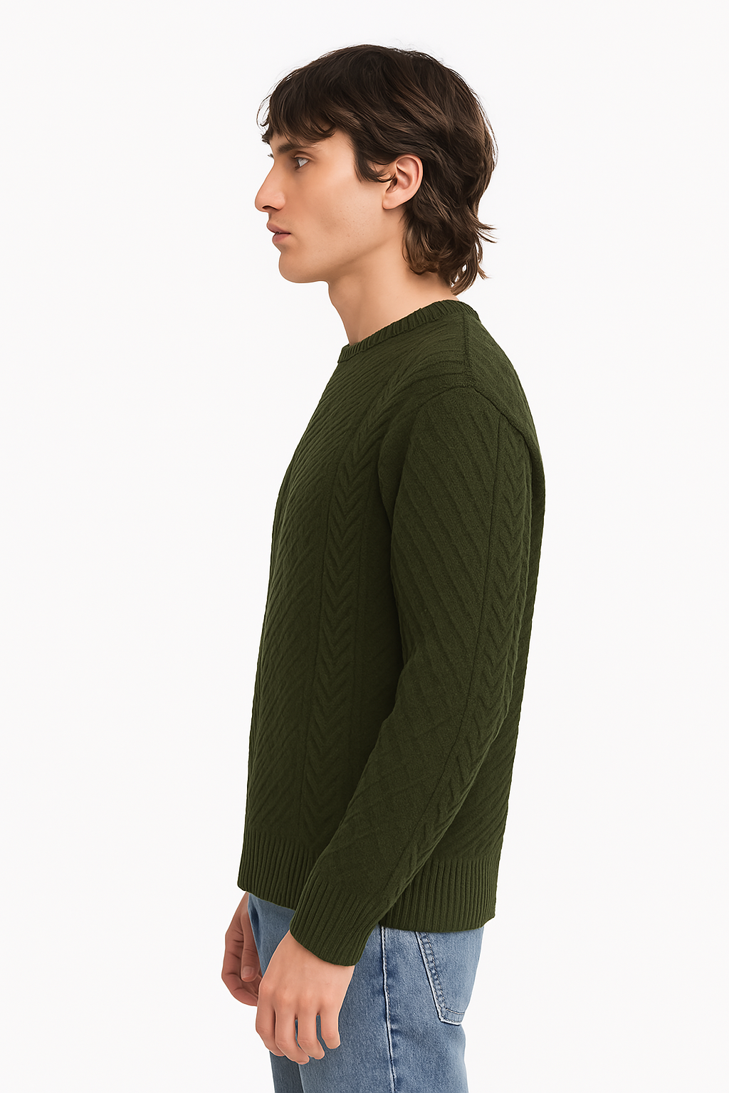 Men's Green Aran Sweater