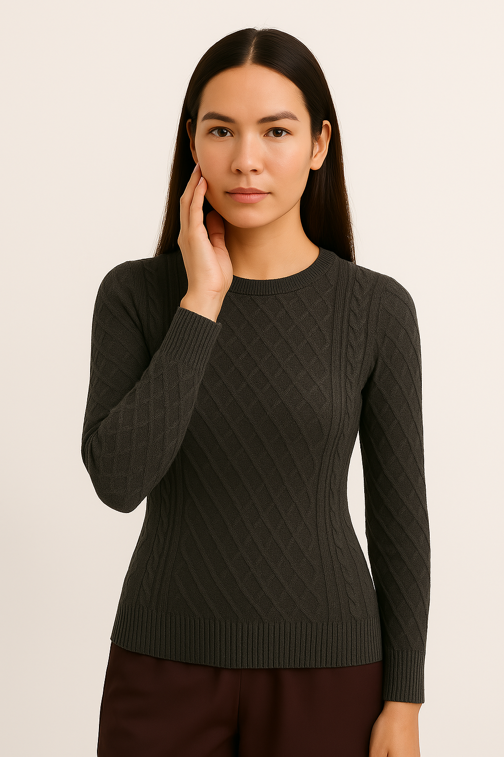 Women's Grey Aran Sweater