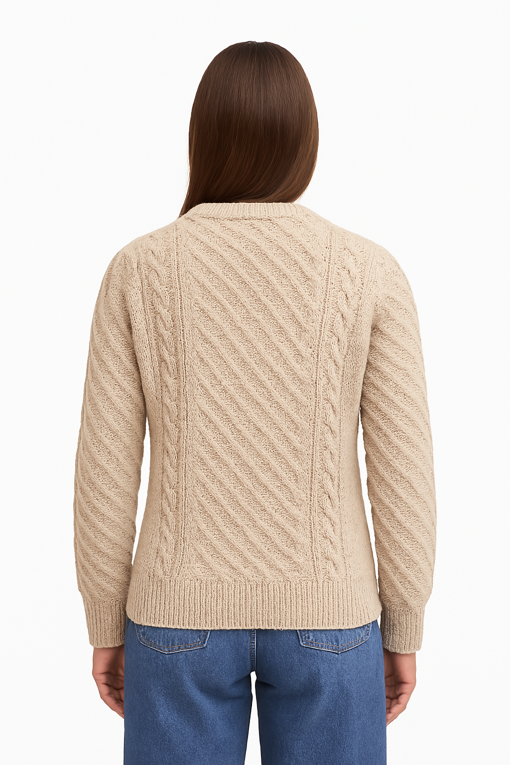 Women's Ecru Aran Sweater