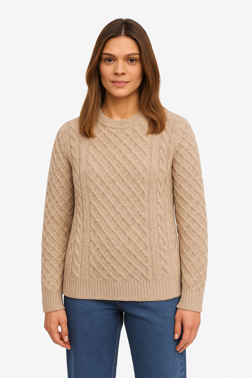 Women's Ecru Aran Sweater
