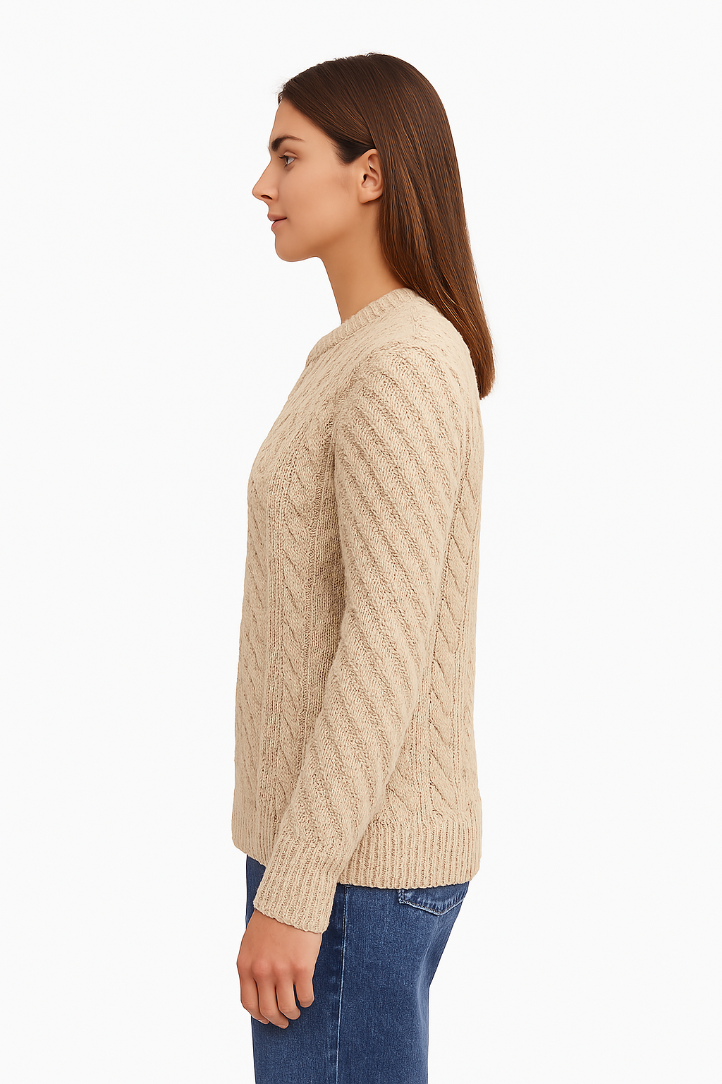 Women's Ecru Aran Sweater