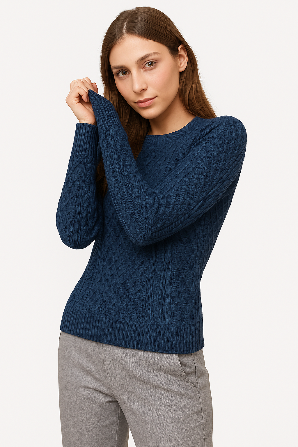 Women's Blue Aran Sweater