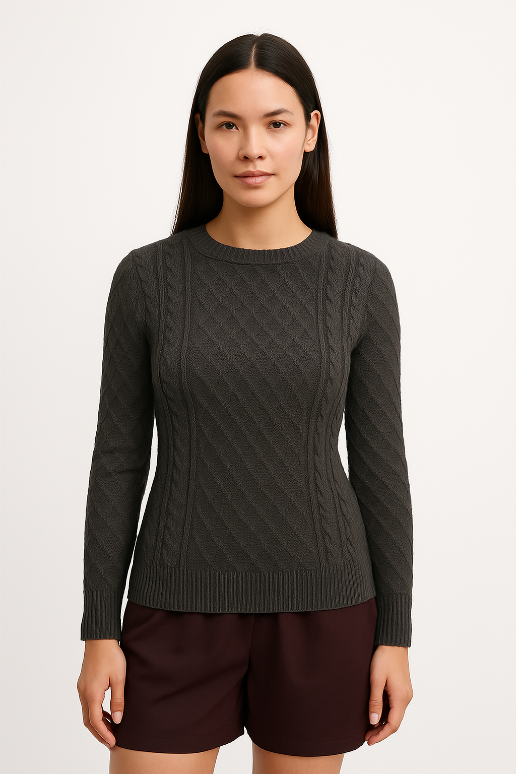 Women's Grey Aran Sweater