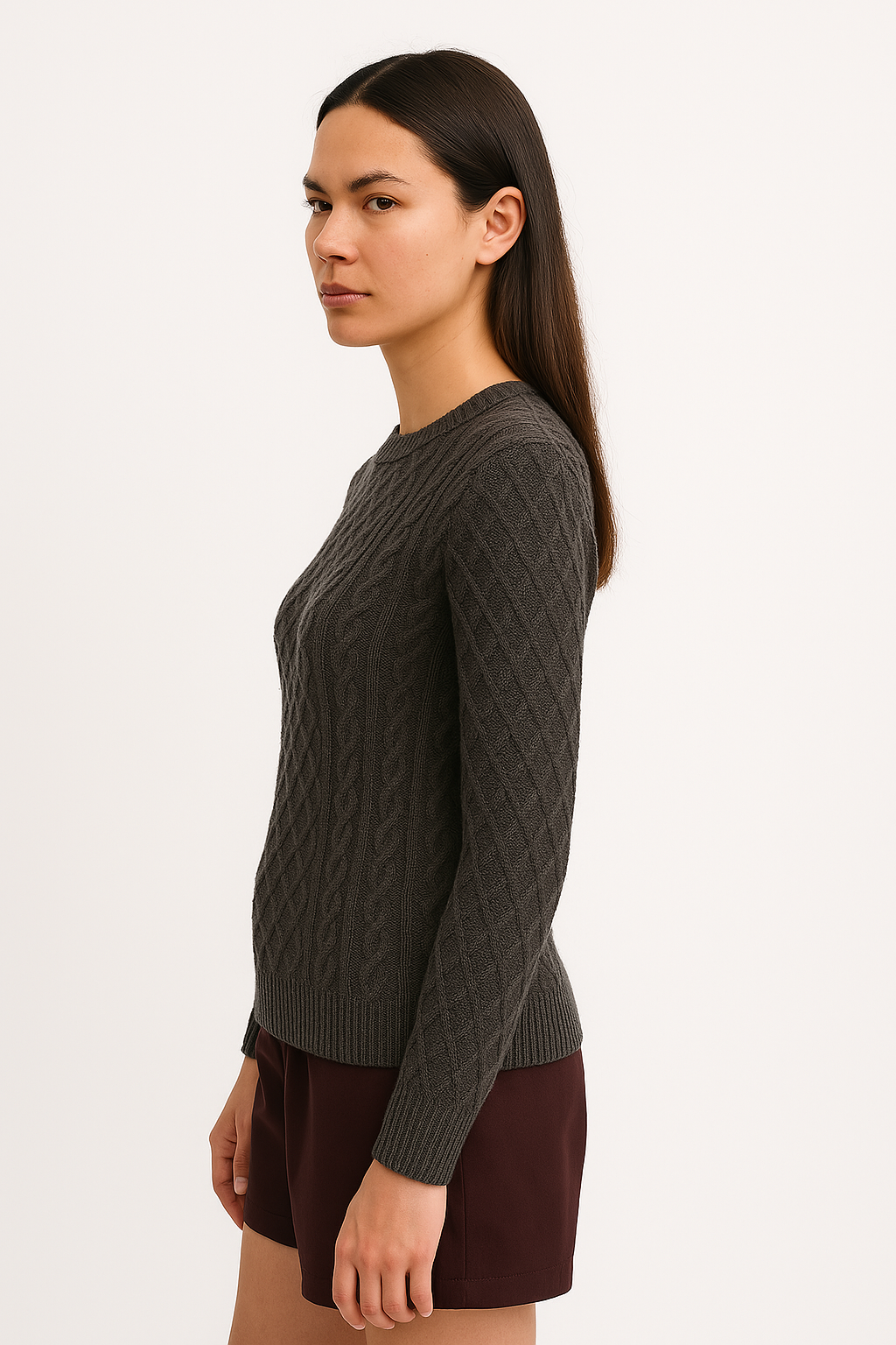 Women's Grey Aran Sweater