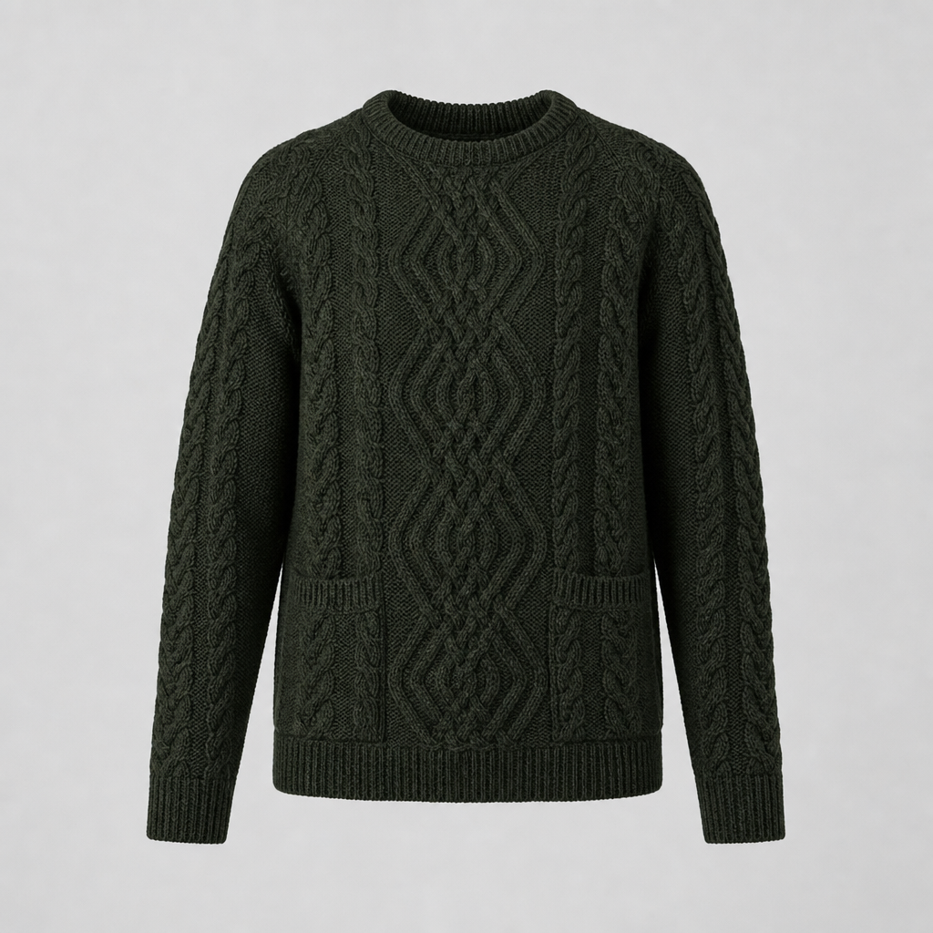 Women's Moss Aran Sweater — 100% merino wool, handknitted in Ireland — packshot