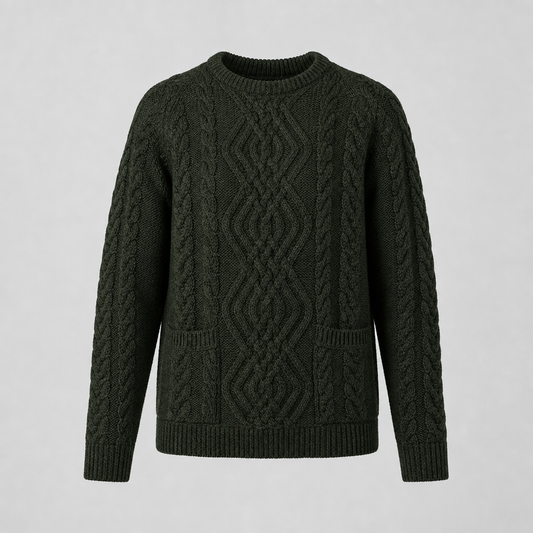 Women's Moss Aran Sweater — 100% merino wool, made in Ireland — packshot