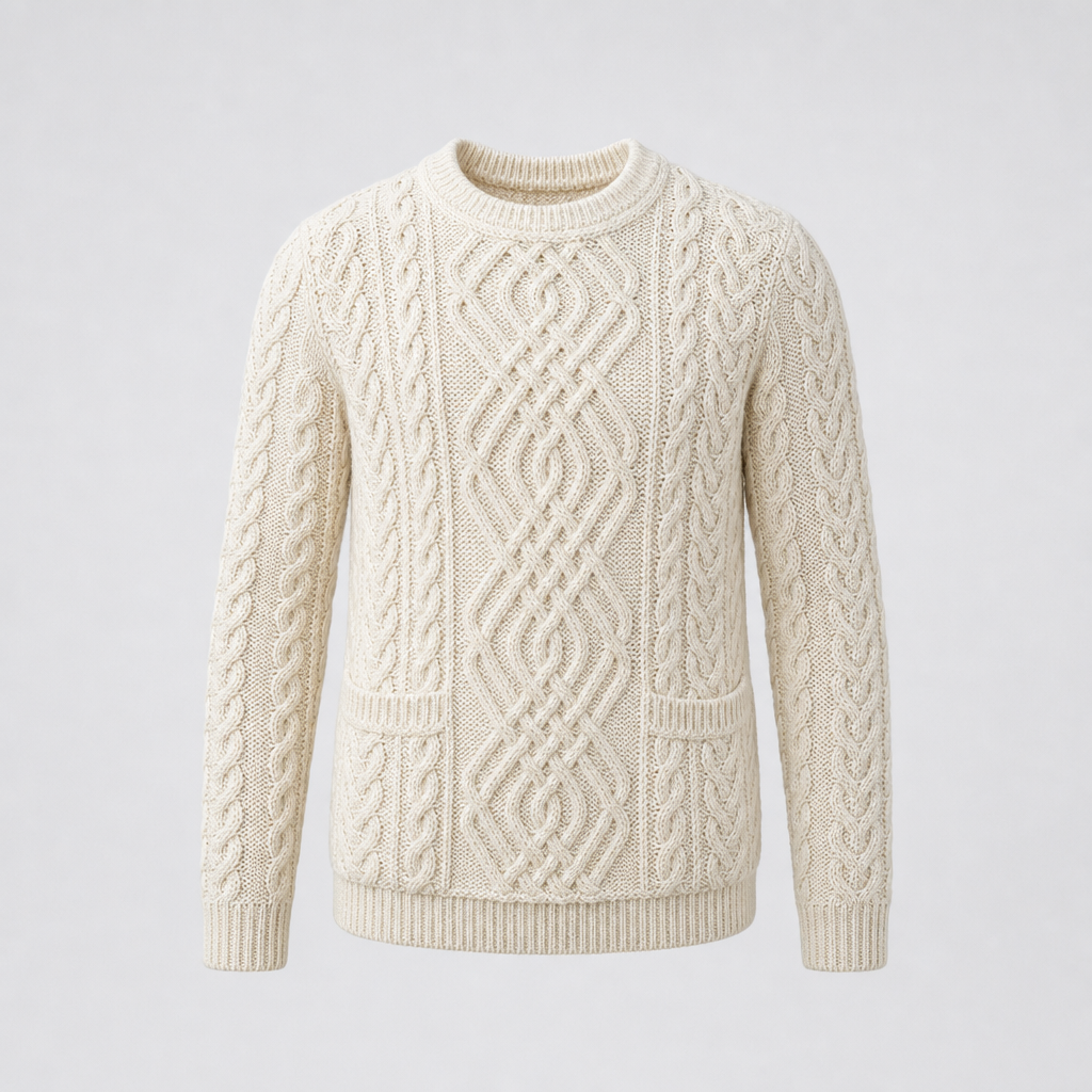 Women's Natural Aran Sweater — 100% merino wool, made in Ireland — packshot